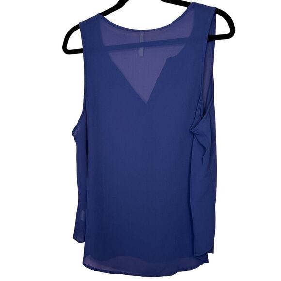 DNA Couture Sheer Chiffon V-neck Tank Top Tunic Navy Blue Size 3x - Picture 2 of 5